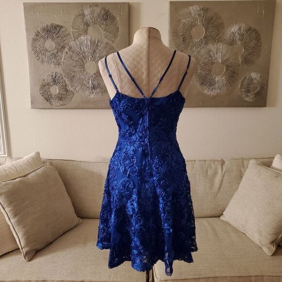 Love Nickie Lew Blue Soutache Lace Skater Mini Dress (size 6 women's/9 juniors) - Picture 10 of 16
